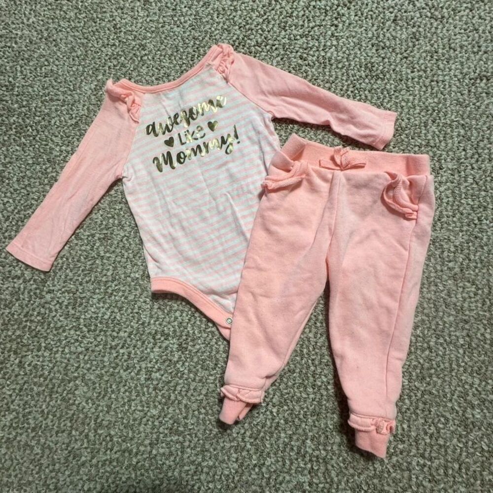 Garanimals Baby Girl 2pc Set Awesome Like Mommy Bodysuit Pants 6-9 Months
